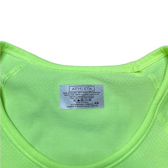 ATHLETA FASTEST TRACK T-SHIRT NEON LIME SIZE XS - Picture 5 of 5